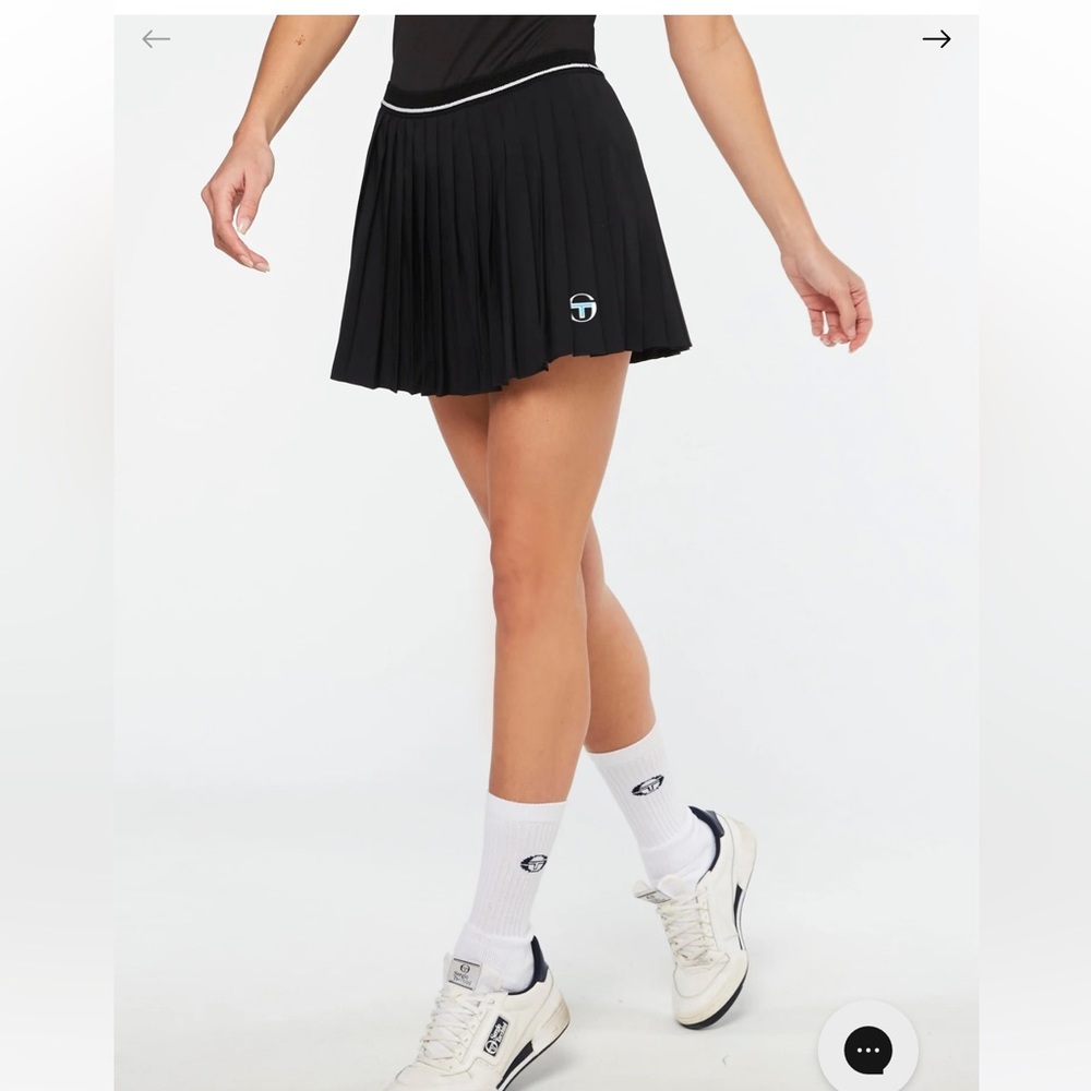 Sergio Tacchini Black Skort pleated tennis skirt 80 XS